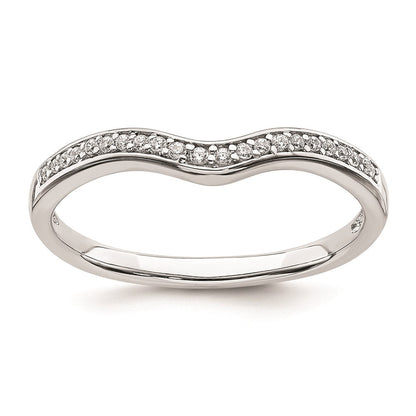 14K Weißgold Ehering mit konturiertem echtem Diamant