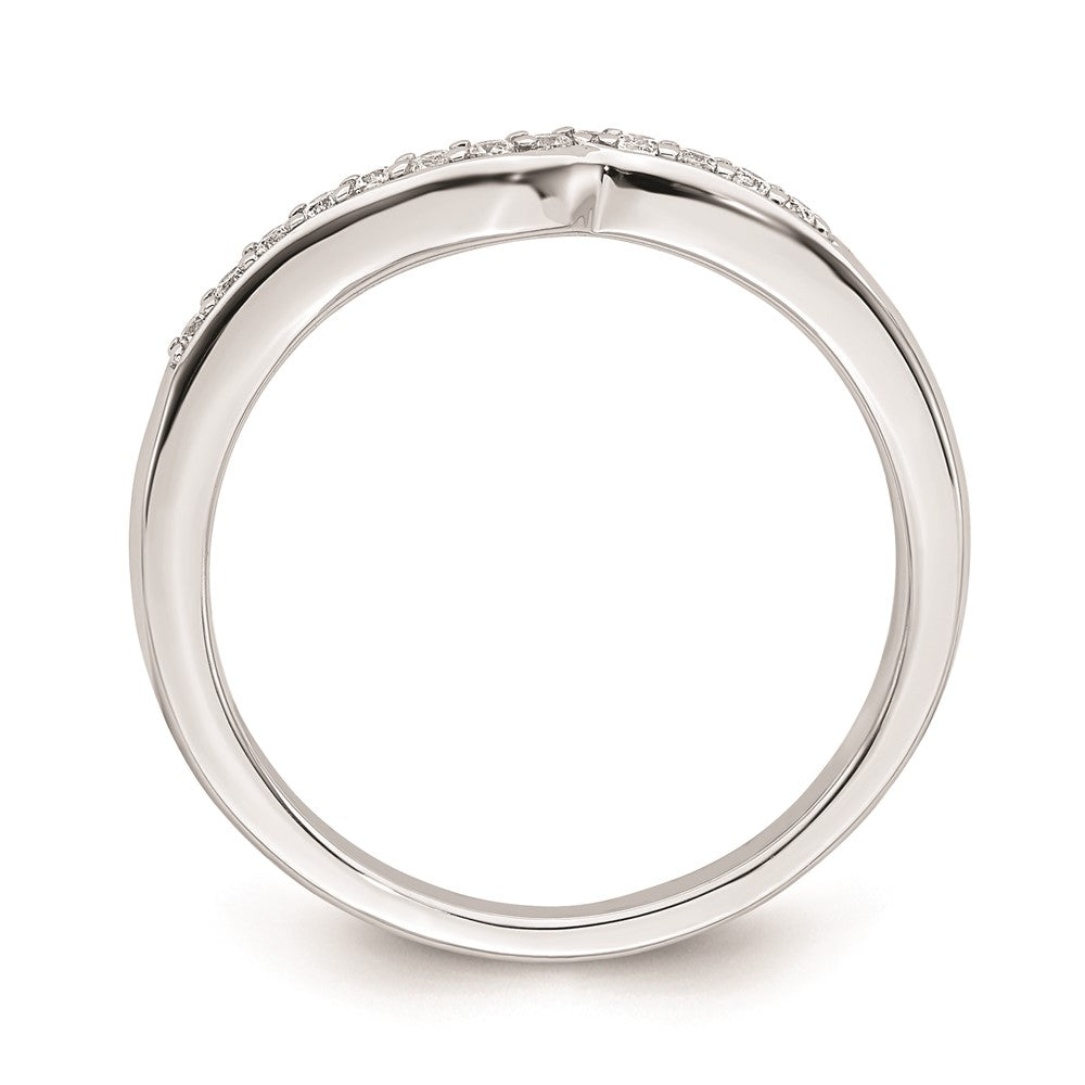 14K Weißgold Ehering mit echten Diamanten, konturiert