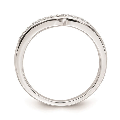 14K Weißgold Ehering mit echten Diamanten, konturiert