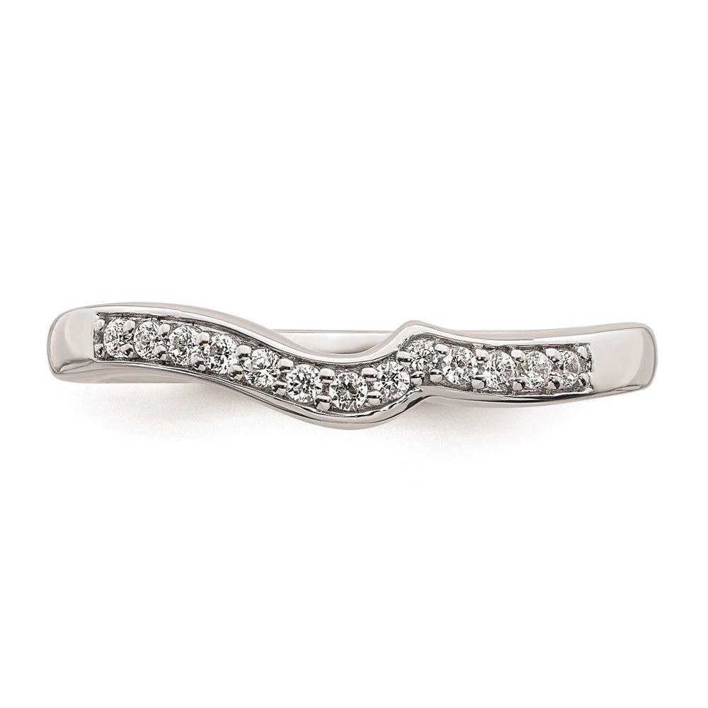14K Weißgold Ehering mit echten Diamanten, konturiert