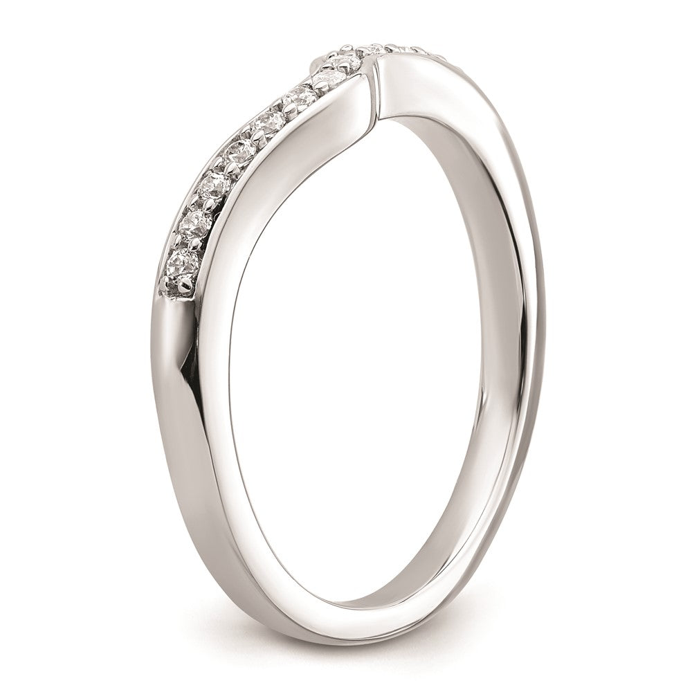 14K Weißgold Ehering mit echten Diamanten, konturiert
