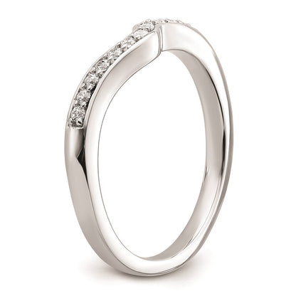 14K Weißgold Ehering mit echten Diamanten, konturiert