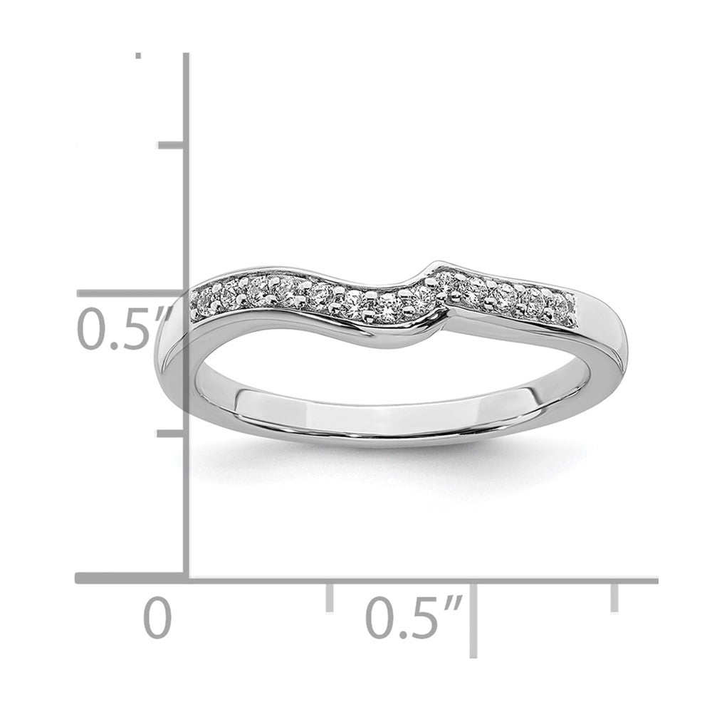14K Weißgold Ehering mit echten Diamanten, konturiert