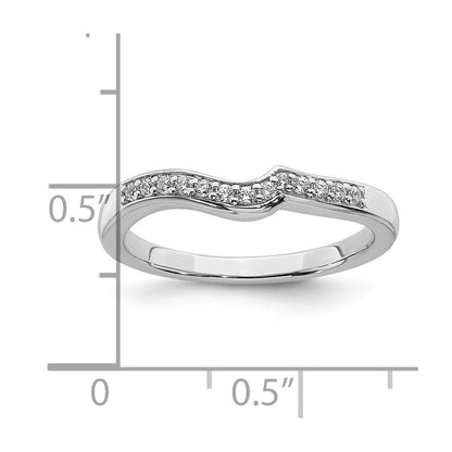 14K Weißgold Ehering mit echten Diamanten, konturiert