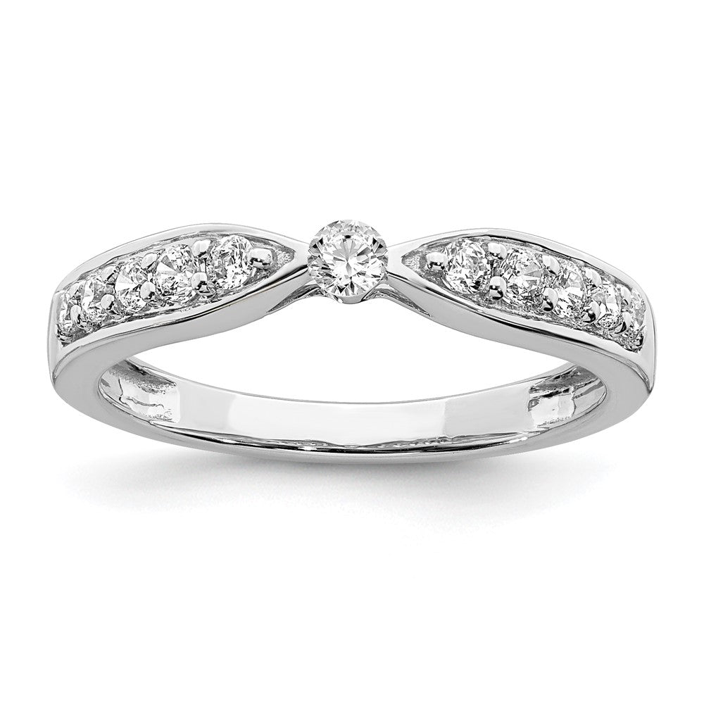 14K Weißgold Ring mit echten Diamanten