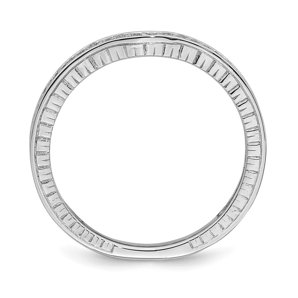 14K Weißgold Ring mit geschwungener Form und echten Diamanten