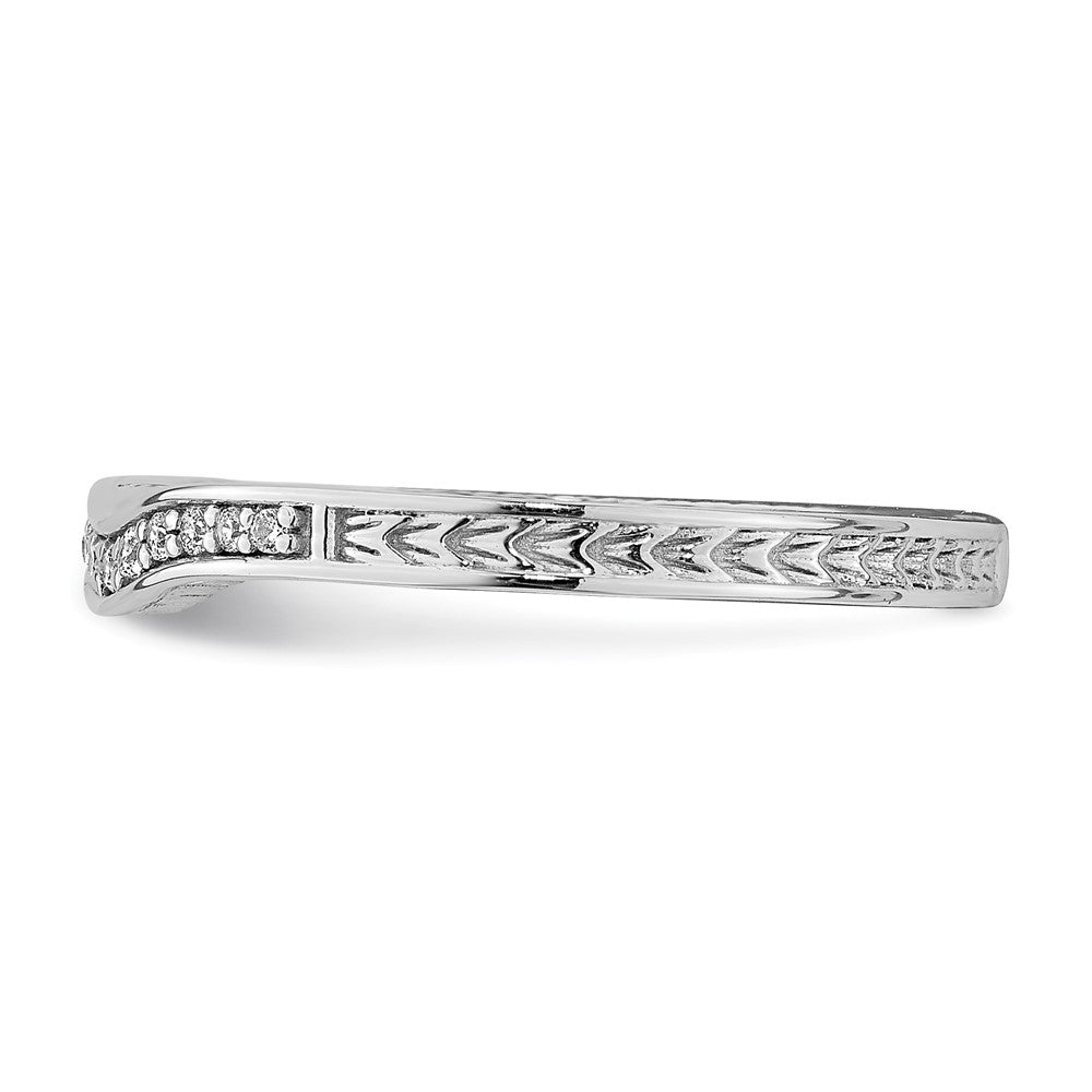 14K Weißgold Ring mit geschwungener Form und echten Diamanten