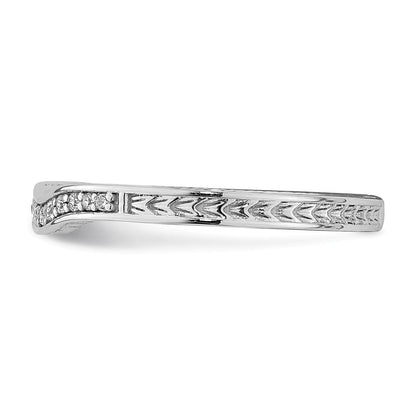 14K Weißgold Ring mit geschwungener Form und echten Diamanten