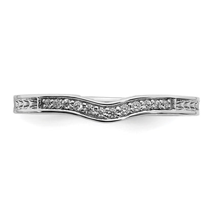 14K Weißgold Ring mit geschwungener Form und echten Diamanten
