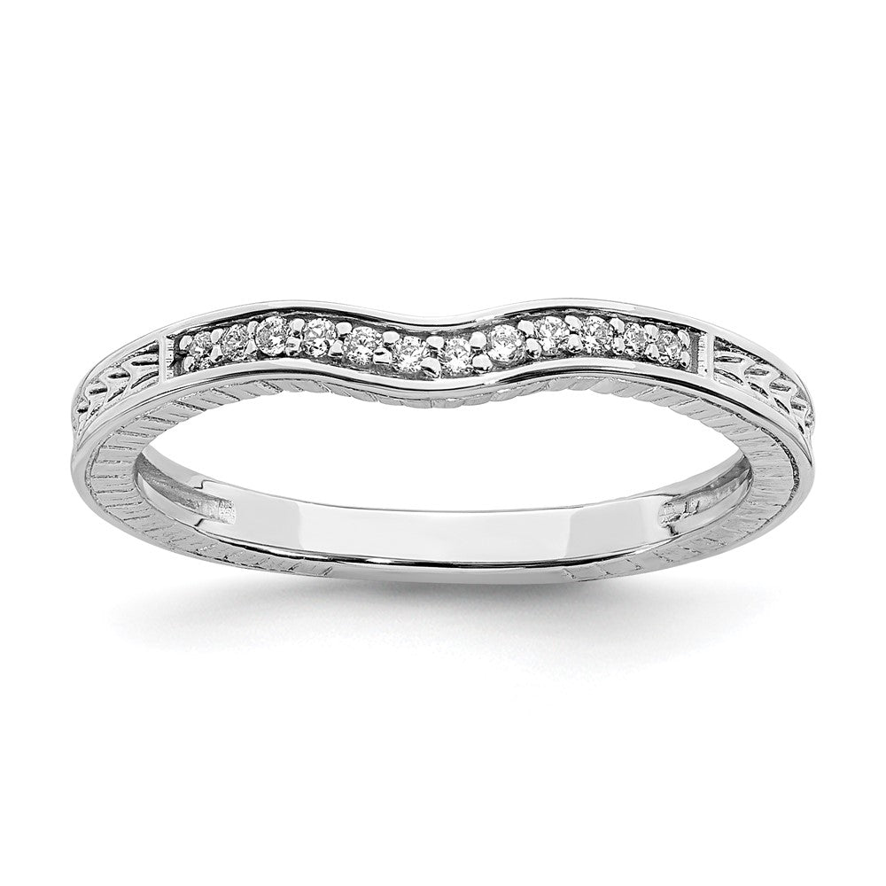 14K Weißgold Ring mit geschwungener Form und echten Diamanten