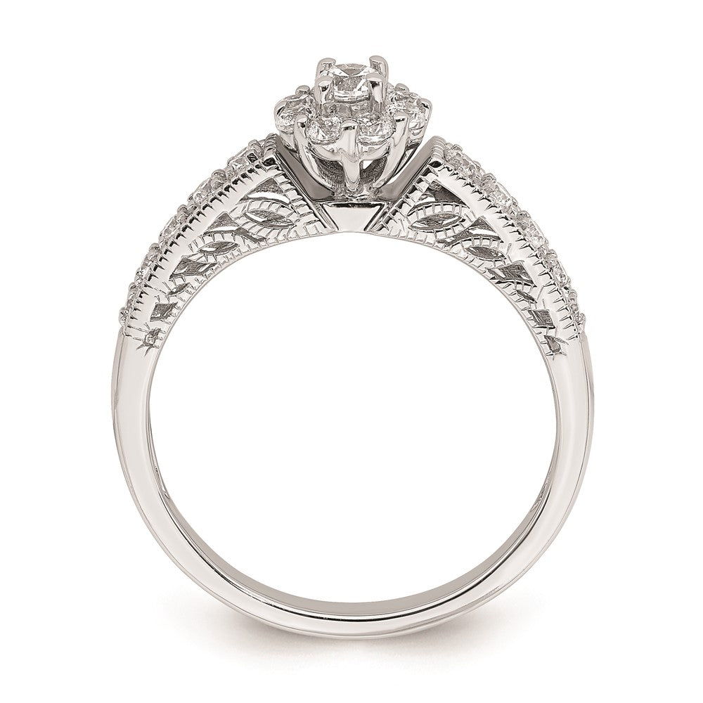 14K Weißgold Verlobungsring mit echten Diamanten