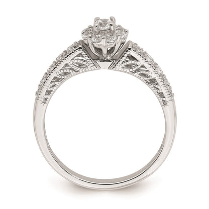 14K Weißgold Verlobungsring mit echten Diamanten