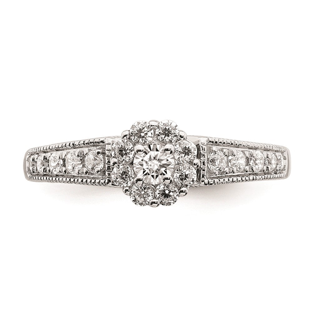 14K Weißgold Verlobungsring mit echten Diamanten