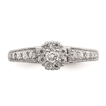 14K Weißgold Verlobungsring mit echten Diamanten