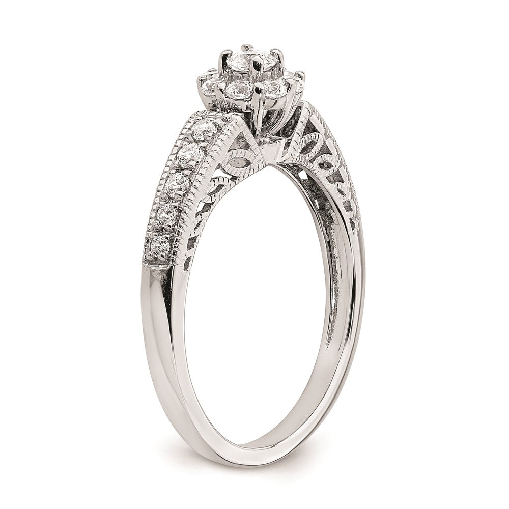 14K Weißgold Verlobungsring mit echten Diamanten