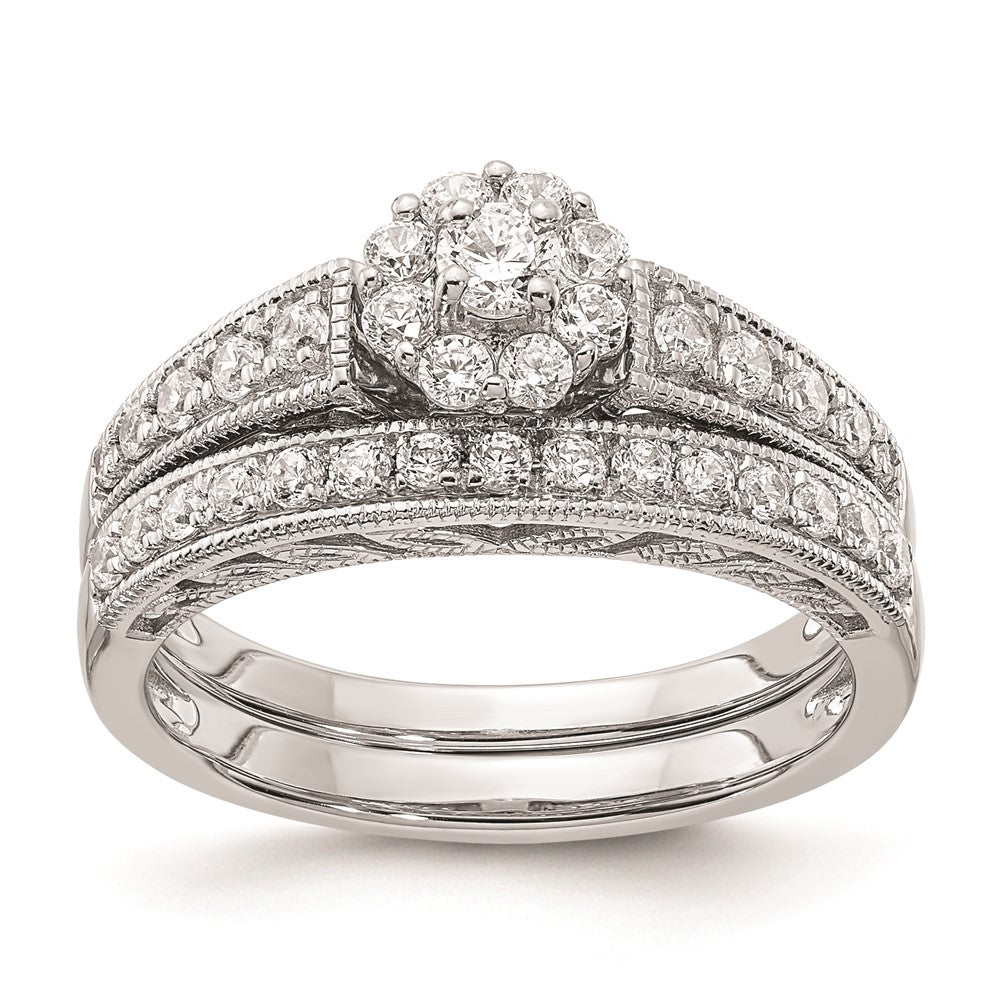 14K Weißgold Verlobungsring mit echten Diamanten