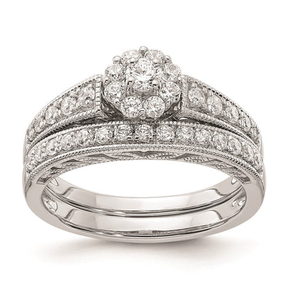 14K Weißgold Verlobungsring mit echten Diamanten