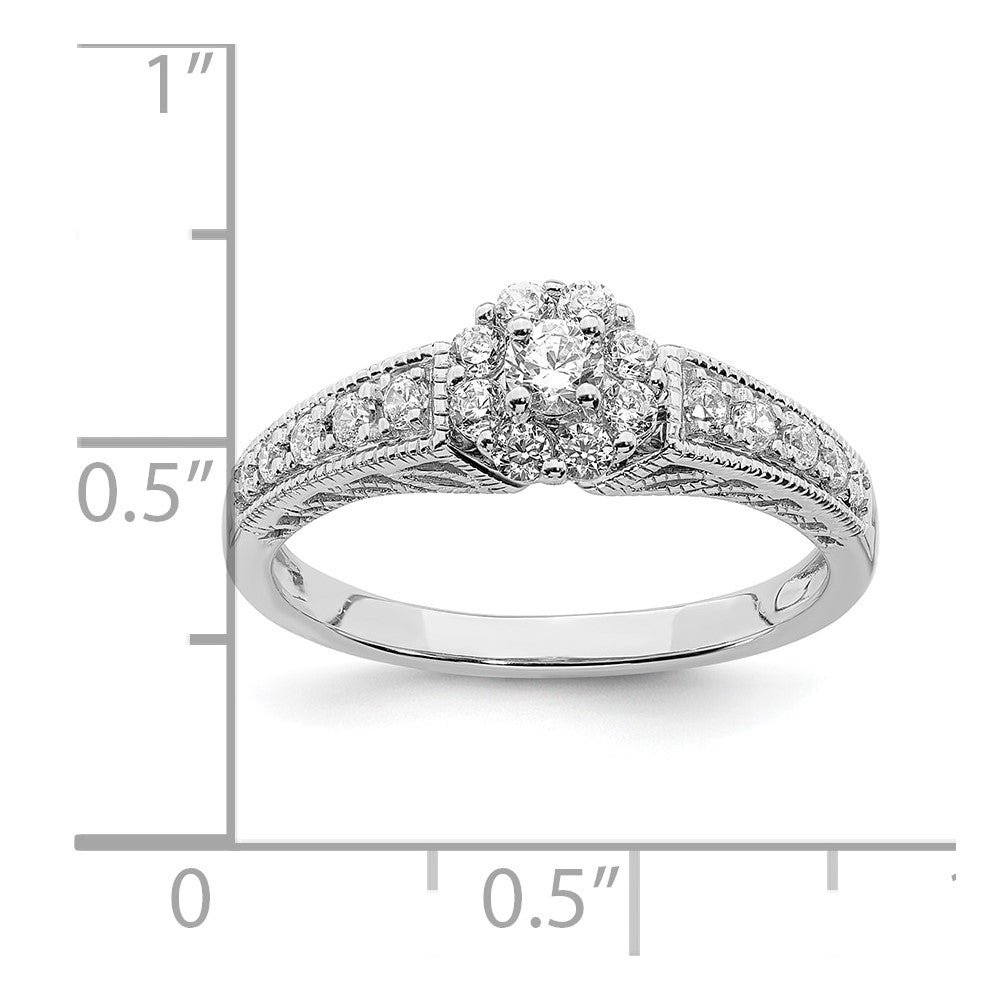 14K Weißgold Verlobungsring mit echten Diamanten