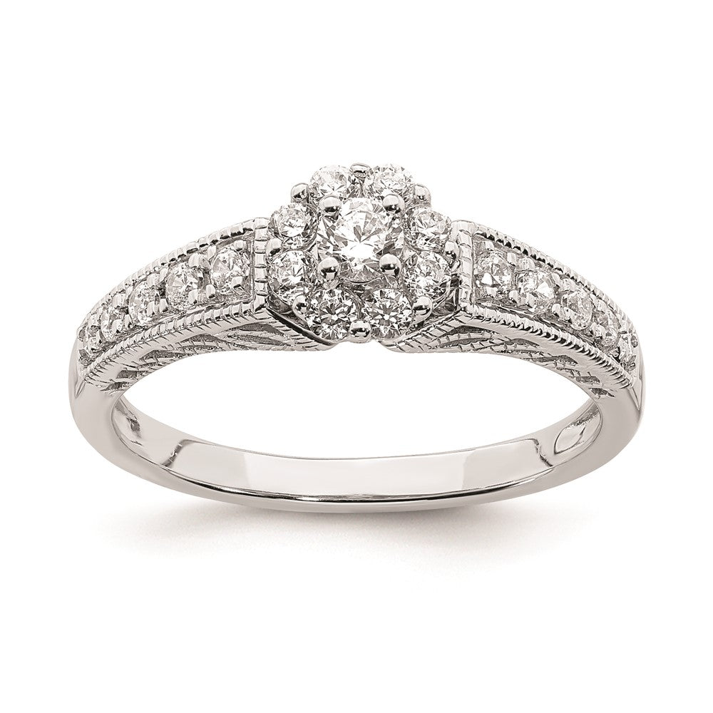 14K Weißgold Verlobungsring mit echten Diamanten