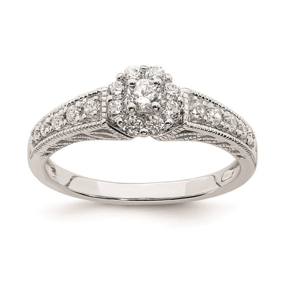 14K Weißgold Verlobungsring mit echten Diamanten