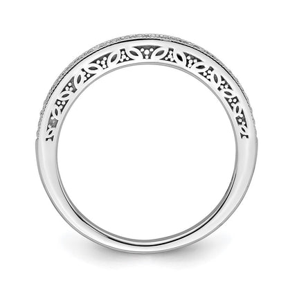 14K Weißgold Ehering mit konturierter Fassung und echten Diamanten