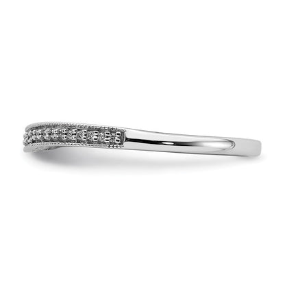 14K Weißgold Ehering mit konturierter Fassung und echten Diamanten