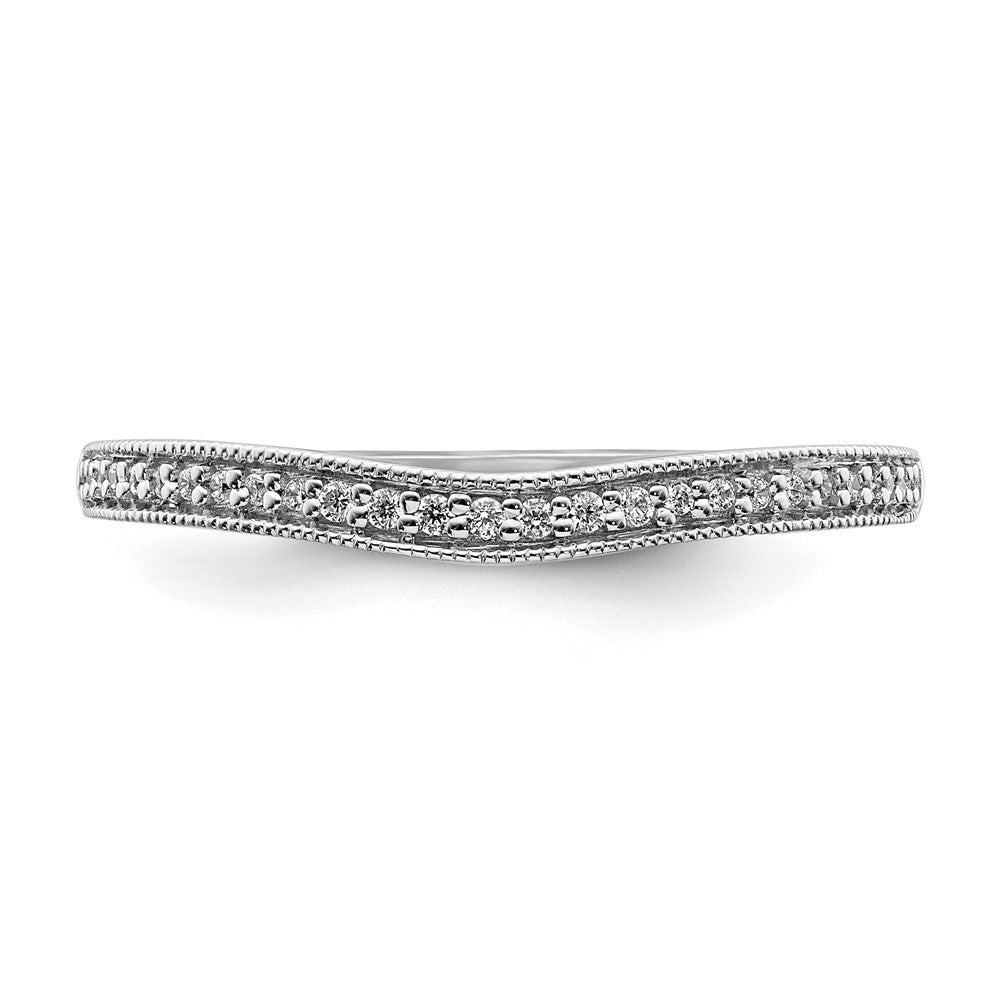 14K Weißgold Ehering mit konturierter Fassung und echten Diamanten