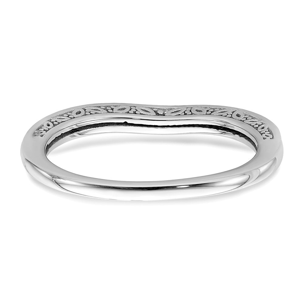 14K Weißgold Ehering mit konturierter Fassung und echten Diamanten