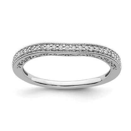 14K Weißgold Ehering mit konturierter Fassung und echten Diamanten