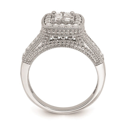 14K Weißgold Verlobungsring mit echten Diamanten