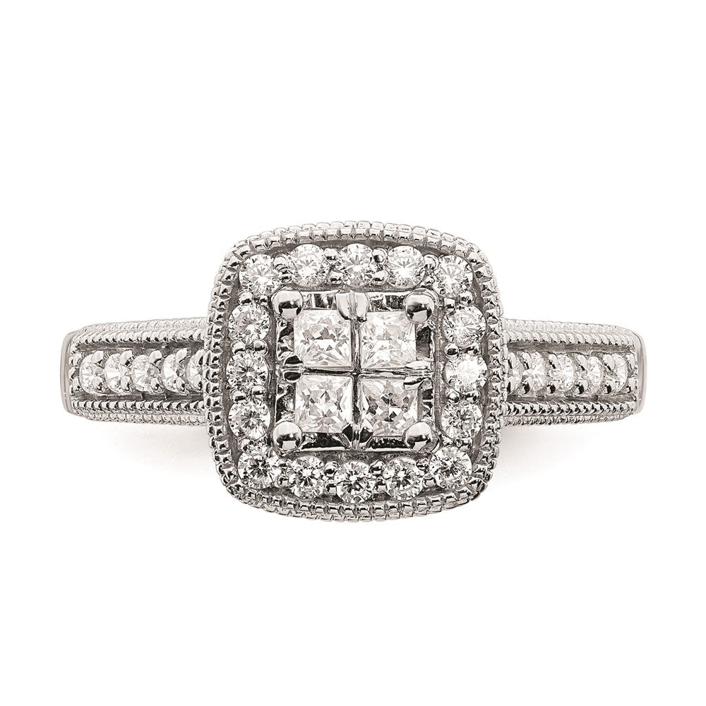 14K Weißgold Verlobungsring mit echten Diamanten