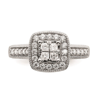 14K Weißgold Verlobungsring mit echten Diamanten