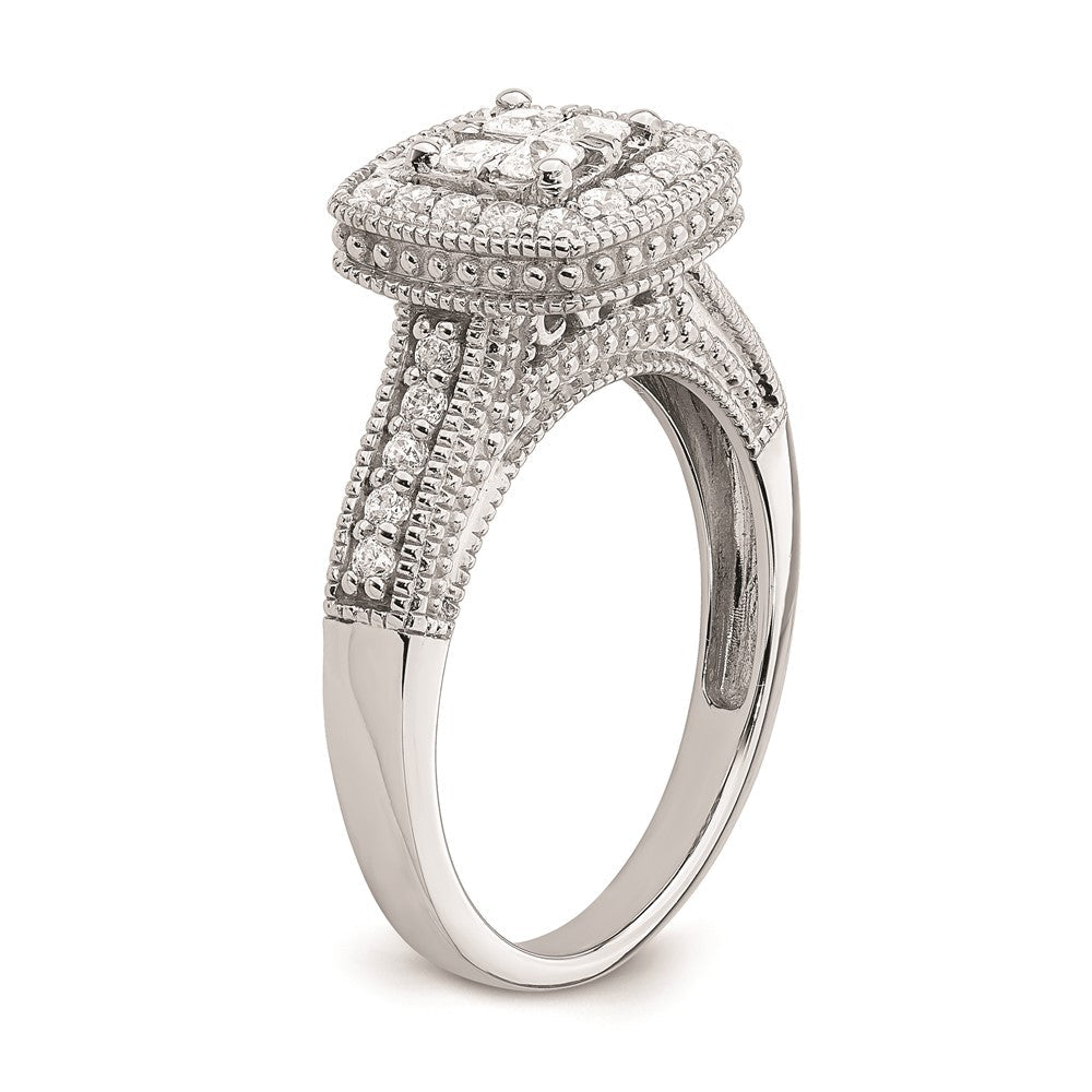 14K Weißgold Verlobungsring mit echten Diamanten
