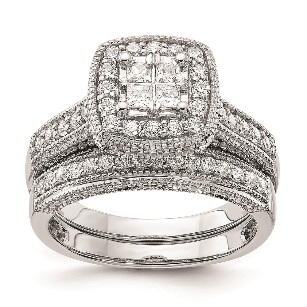 14K Weißgold Verlobungsring mit echten Diamanten