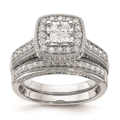 14K Weißgold Verlobungsring mit echten Diamanten