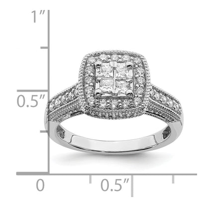 14K Weißgold Verlobungsring mit echten Diamanten
