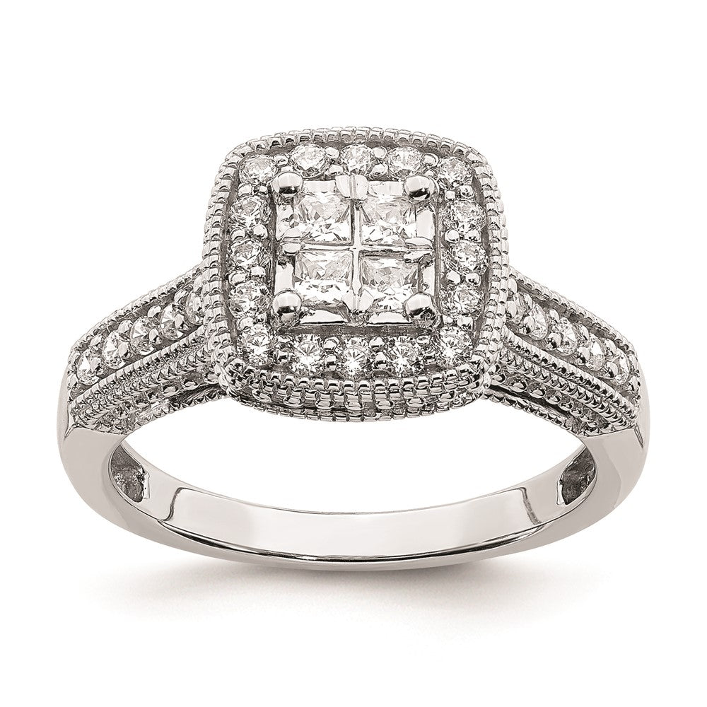 14K Weißgold Verlobungsring mit echten Diamanten