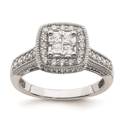 14K Weißgold Verlobungsring mit echten Diamanten