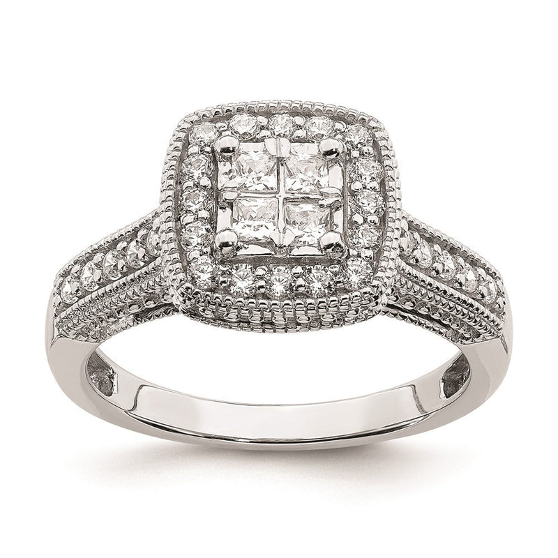 14K Weißgold Verlobungsring mit echten Diamanten