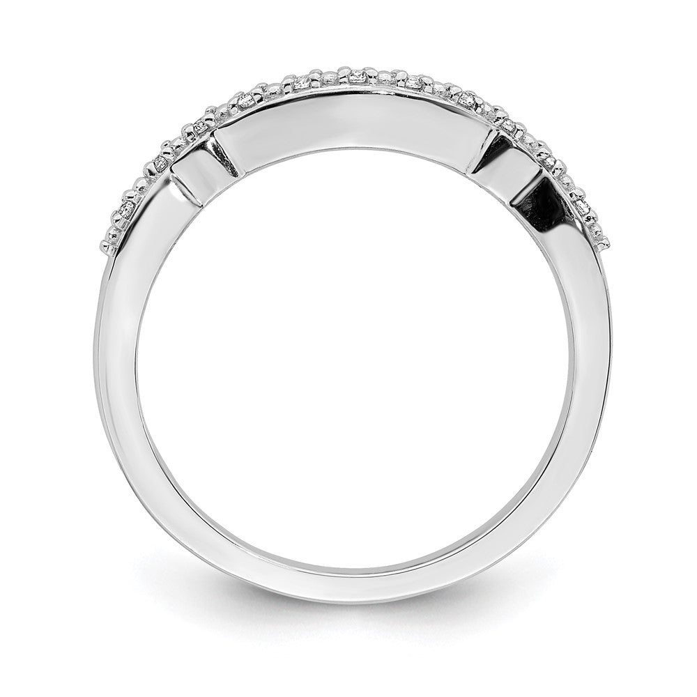 14K Weißgold Ring mit Konturschliff und echten Diamanten