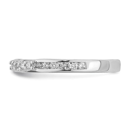 14K Weißgold Ring mit Diamanten, konturiert