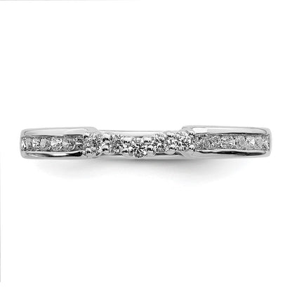 14K Weißgold Ring mit Diamanten, konturiert