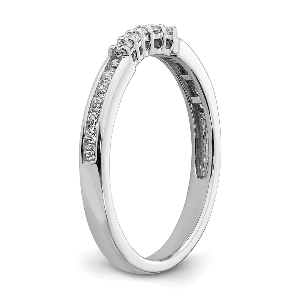 14K Weißgold Ring mit Diamanten, konturiert