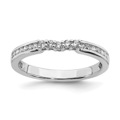 14K Weißgold Ring mit Diamanten, konturiert