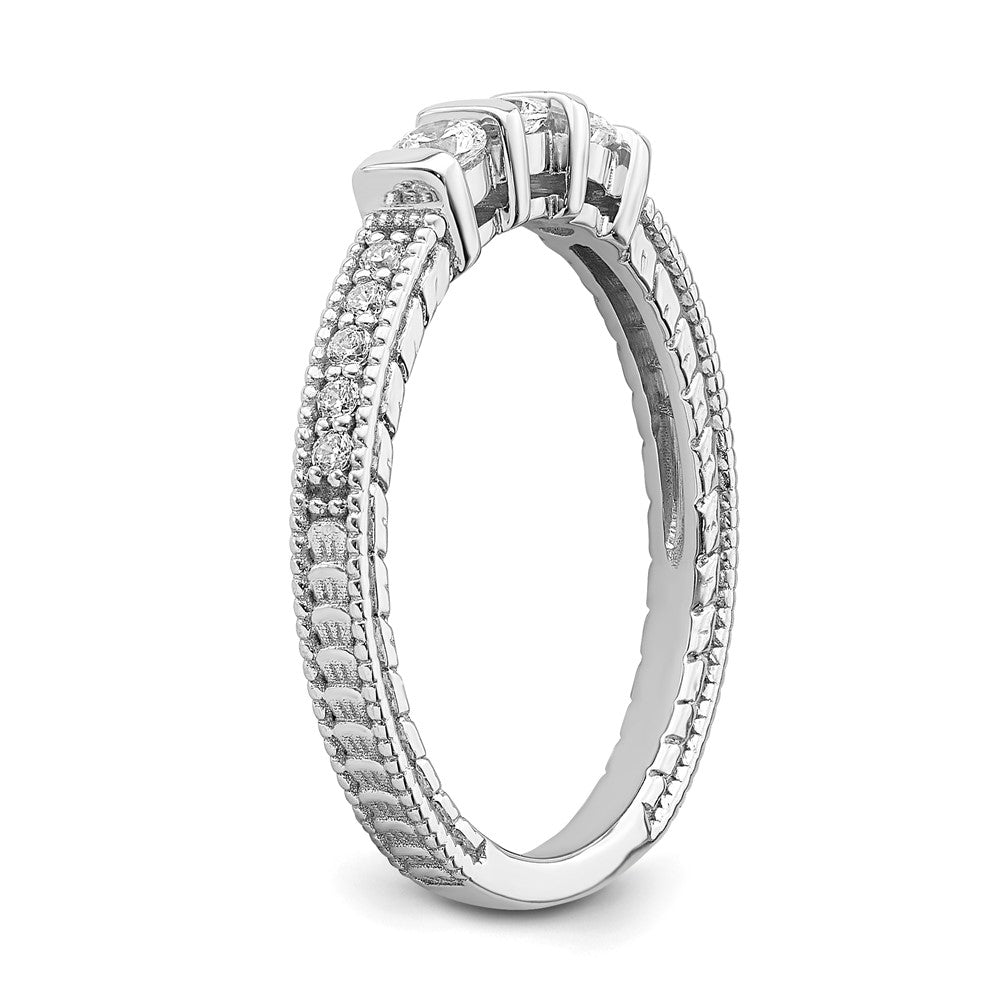 14K Weißgold Ring mit echten Diamanten