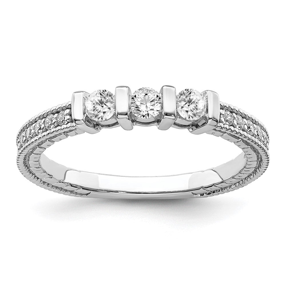 14K Weißgold Ring mit echten Diamanten