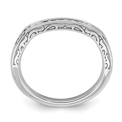 14K Weißgold Ehering mit Konturierung und echten Diamanten