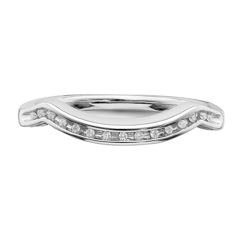 14K Weißgold Ehering mit Konturierung und echten Diamanten