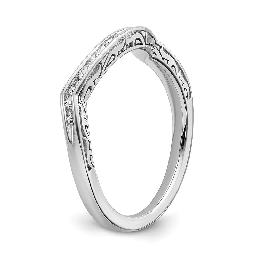 14K Weißgold Ehering mit Konturierung und echten Diamanten