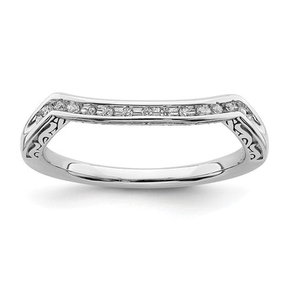 14K Weißgold Ehering mit Konturierung und echten Diamanten